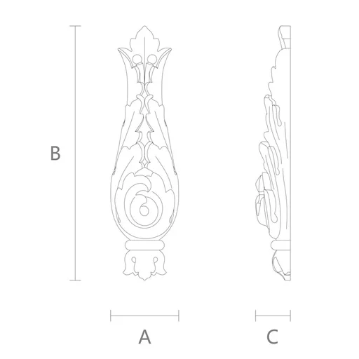 Classical flower bud onlay from solid wood
