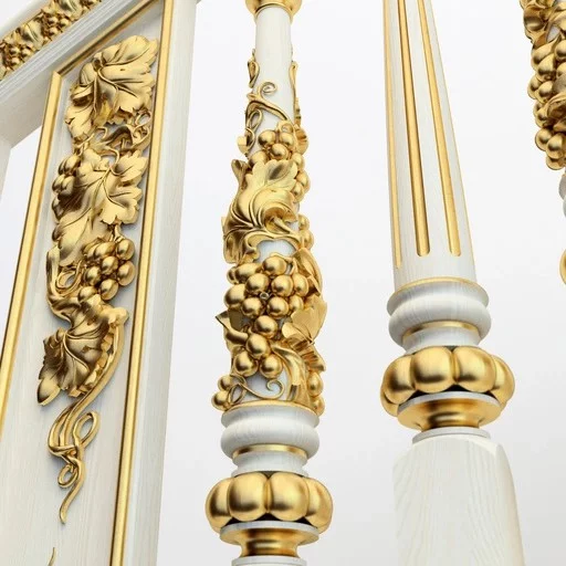 ANTIQUE CARVED STAIR BALUSTER DECORATING WITH GRAPEVINE