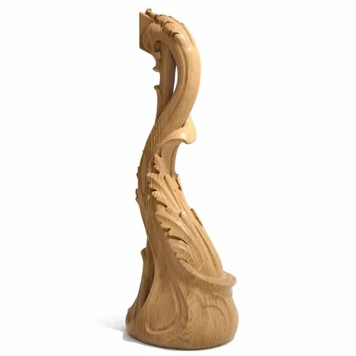 ART NOUVEAU STYLE NEWEL POST WITH ACANTHUS FROM OAK