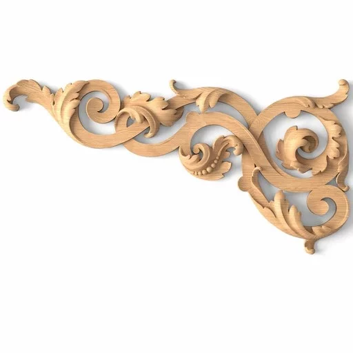 Openwork oak furniture corner appliques, Right