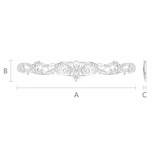 Large ornamental scroll onlay for mantels from high quality wood