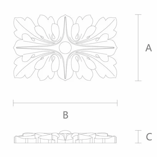 RECTANGULAR CARVED ROSETTE WITH ACANTHUS LEAVES