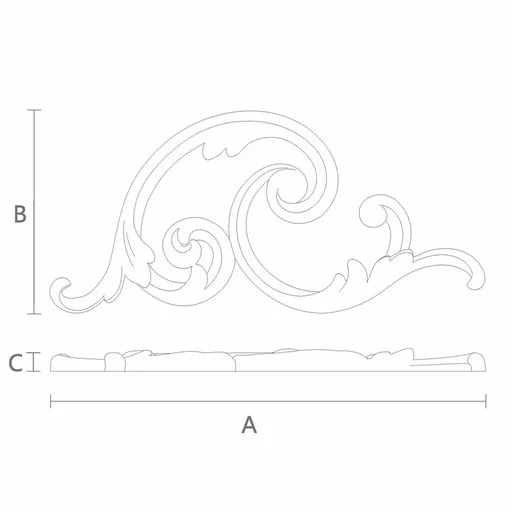 Ornamental wood Classical scrolled onlay, Left