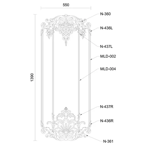 VINTAGE FRENCH WALL PANELS WITH CARVED PEARLS, SCROLLS AND FLOWERS