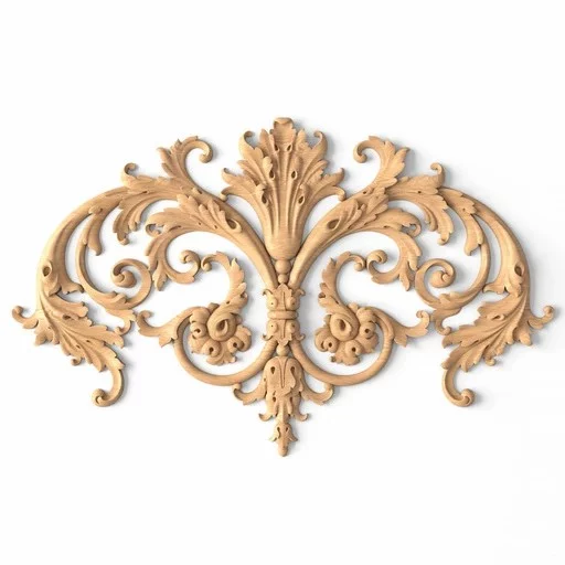 Hand carved onlay applique Baroque style floral decor