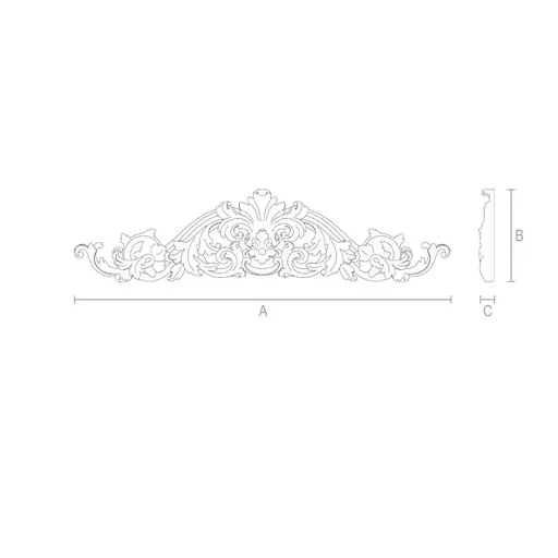 Unfinished wood openwork floral center onlay for doors