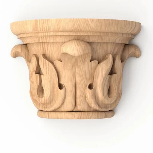 Miniature capitals for columns half round with acanthus leaves