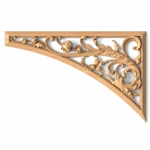 Large Antique-style wood corner applique with acanthus, Right