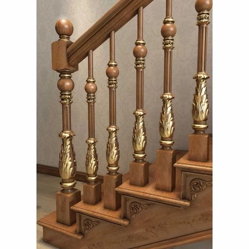 RENAISSANCE STYLE FLUTED WOODEN STAIRCASE POST