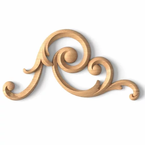 Large wooden scrolled appliques for stairs, Right