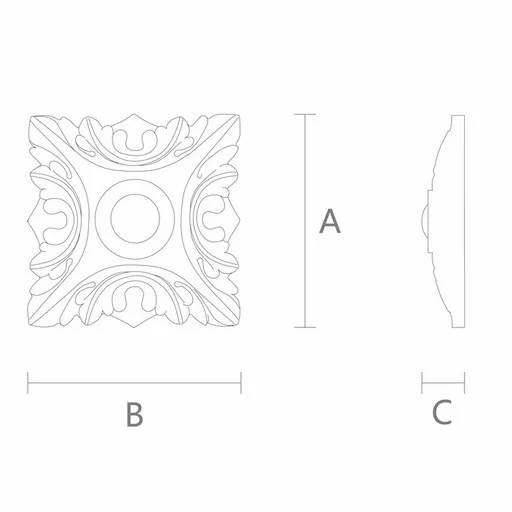 WOOD ROSETTE APPLIQUES SQUARE FLORAL