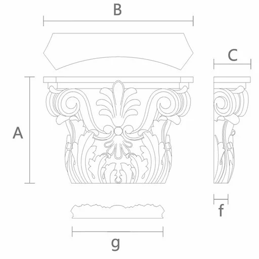 Capital with palmettos for fluted pilaster Corinthian style