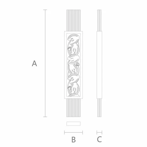 RECTANGULAR WOOD CARVED BALUSTER WITH WATER LILIES