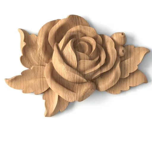 Realistic rosebud interior onlay from wood