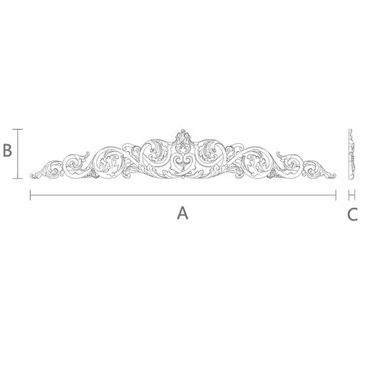 Large Baroque style openwork floral onlay from solid wood