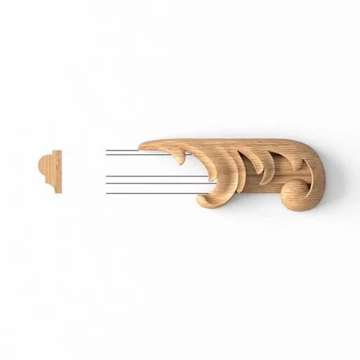 CLASSIC-STYLE HARDWOOD SCROLL APPLIQUE FOR MOULDING, RIGHT