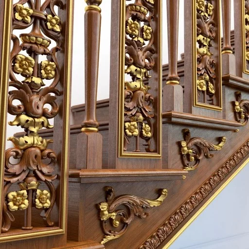 DECORATIVE RECTANGULAR BALUSTERS FLORAL OPENWORK FROM OAK