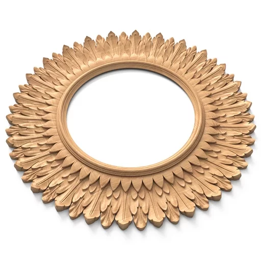 NEOCLASSICAL WALL-MOUNTED SUN FRAME MIRROR FROM BEECH