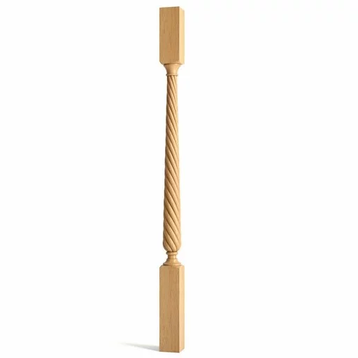 CUSTOM WOODEN ROUND BALUSTER WITH SPIRAL ORNAMENTATION