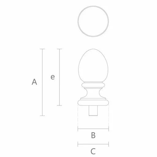 Farmhouse egg shaped finial for staircases from oak