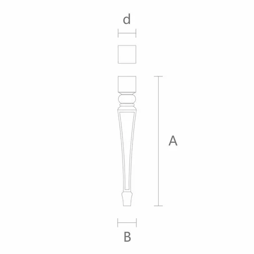 Tapered table legs with carved elements and spade foot (1 PC)