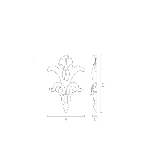 Small wooden flower bud decorative Classic onlay
