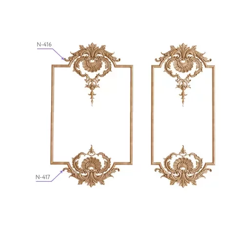 BAROQUE-STYLE SOLID WOOD ACANTHUS ONLAY FOR MOULDING