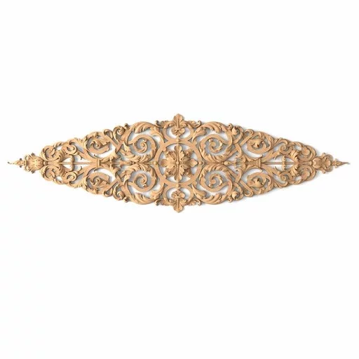 Beaded wooden floral onlay with acanthus scrolls