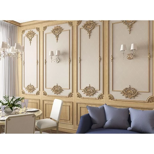ELEGANT FRENCH INTERIOR PANELS WITH CARVED FLORAL ORNAMENT