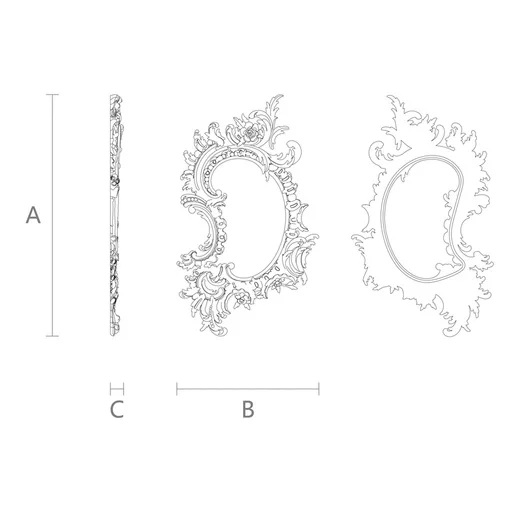 ROCOCO STYLE HARDWOOD CURVED FRAME MIRROR WITH FLOWERS