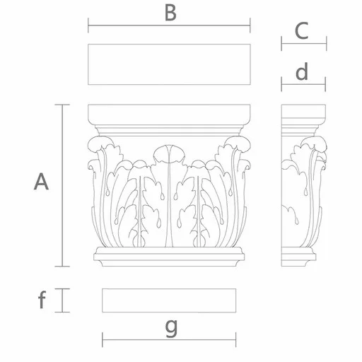 Neoclassical-style oak capital with acanthus leaves