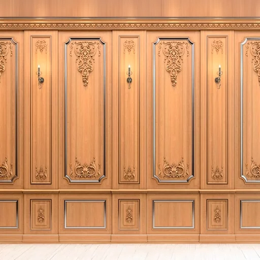 WOOD CARVED PANEL WITH ELEMENTS OF FLORAL DESIGN