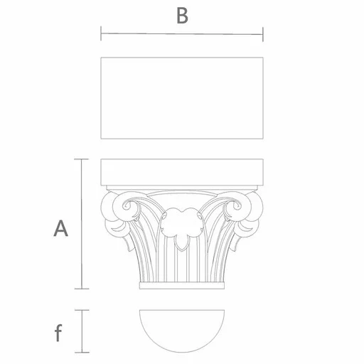 Fluted column tops half-round with acanthus scrolls gothic style