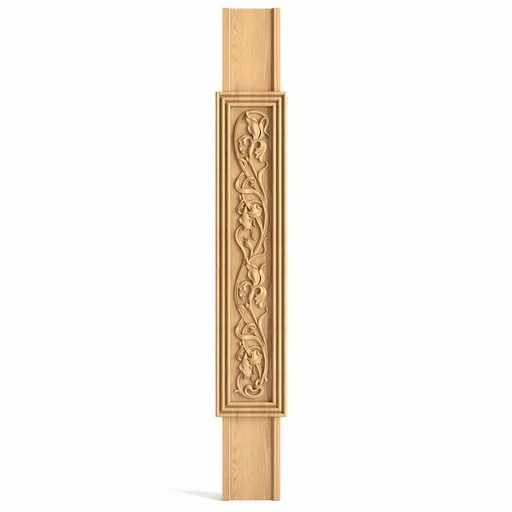 ART NOUVEAU OAK CARVED BALUSTER WITH IRISES FLOWERS