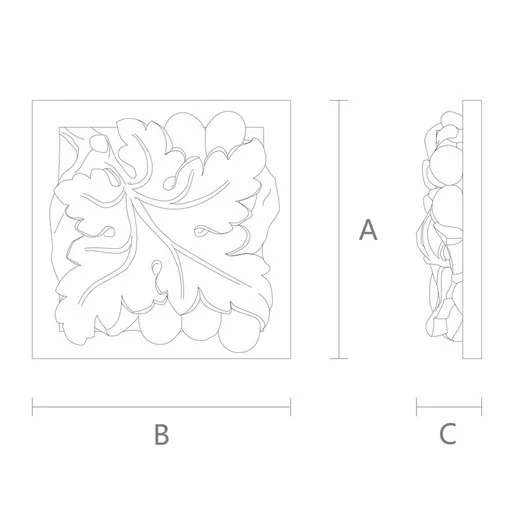 WOOD ROSETTES SQUARE WITH GRAPES, LEFT