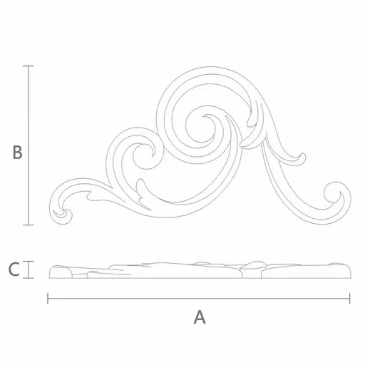 Large wooden scrolled appliques for stairs, Left