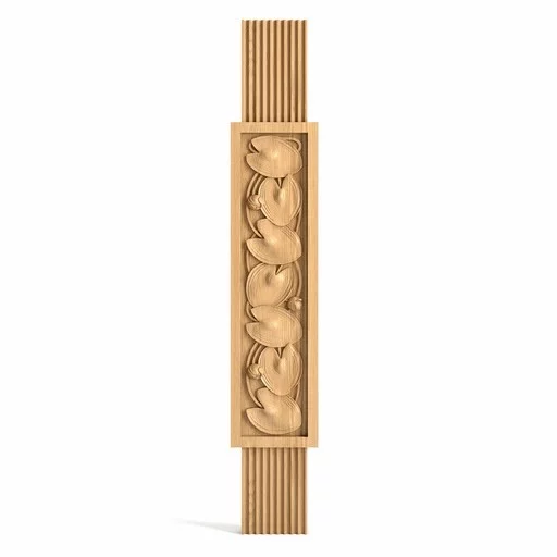 RECTANGULAR WOOD CARVED BALUSTER WITH WATER LILIES