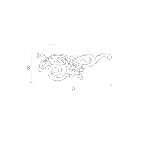 Carved classic-style solid wood floral applique, Right