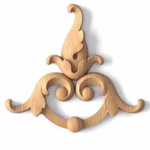 Small Baroque style wooden floral onlay for furniture