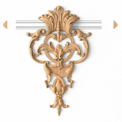 OPENWORK WOODEN BAROQUE-STYLE ONLAY WITH ACANTHUS SCROLLS