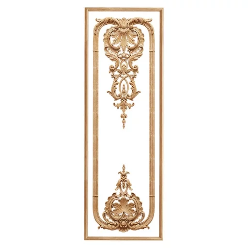 DECORATIVE FRENCH WOOD PANEL WITH CARVED ONLAYS AND CLASSICAL MOULDINGS