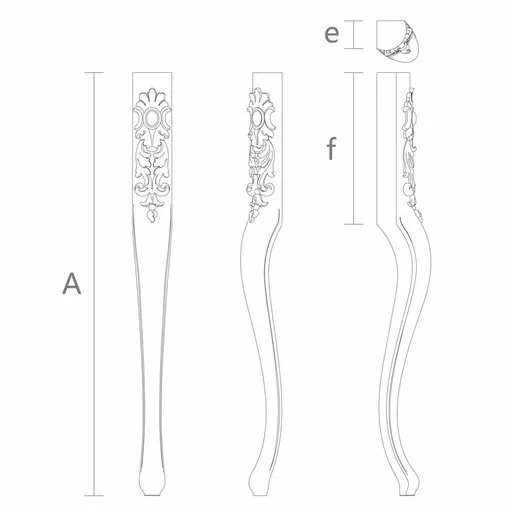 Ornate table legs with floral decoration quiet luxury (1 PC)