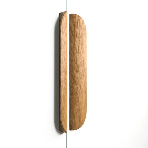 LONG HALF OVAL WOOD CABINET KNOBS FROM OAK. (SET OF 4 PC.)