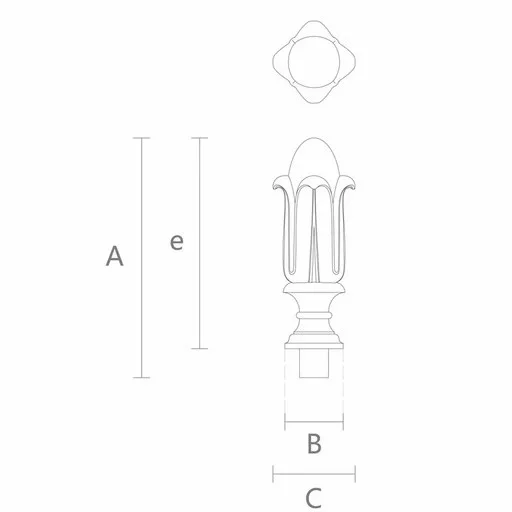 Long floral newel post decorative finials from beech