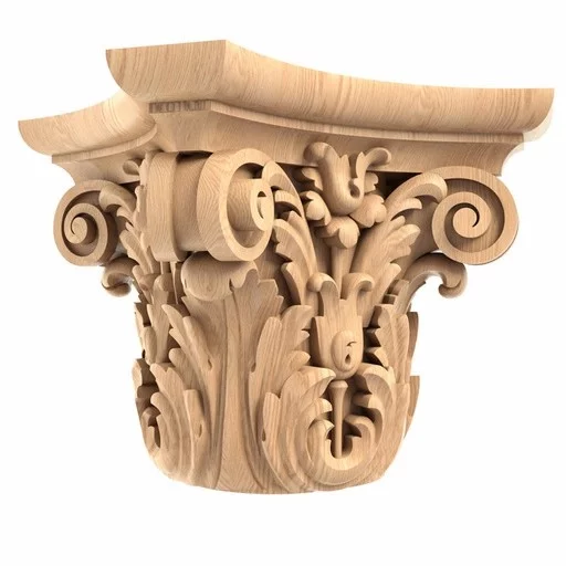 Luxury wood pillar caps with volutes and acanthus composite order