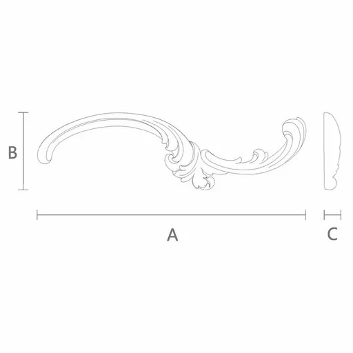 Decorative oak Vintage-style floral applique, Right