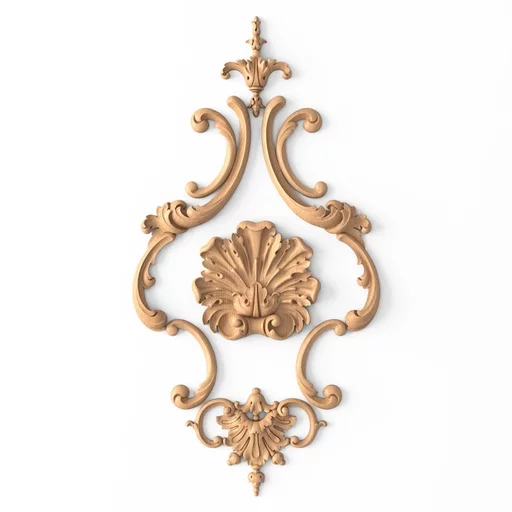 Patterned wooden overlays set with a lush palmette in the center