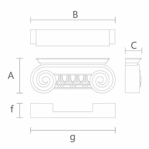 Architectural wood capitals with bead moulding and egg and dart motif