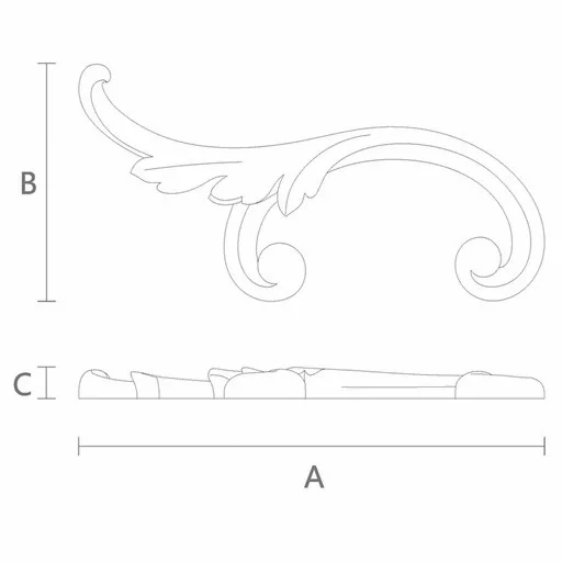 Decorative solid wood onlay with acanthus leaf, Left