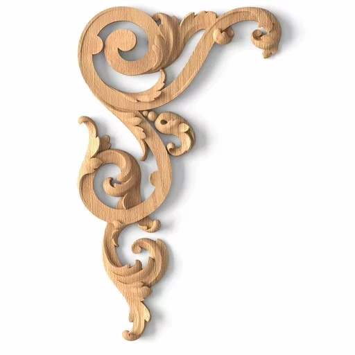 Carved wooden corner onlay with acanthus design, Left